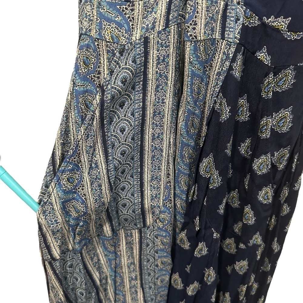 Anthropologie Maeve Eclipsed Midi Dress Stripe Paisley Mixed Print Blue Size 4 - Picture 6 of 12